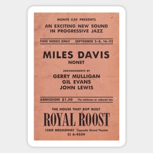 Miles Davis Nonet - Birth of the Cool - Royal Roost - 1949 Magnet